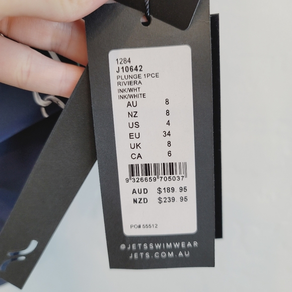 NWT Jets Riviera Plunge Swimsuit INK/WHITE Size 4 - Picture 9 of 16